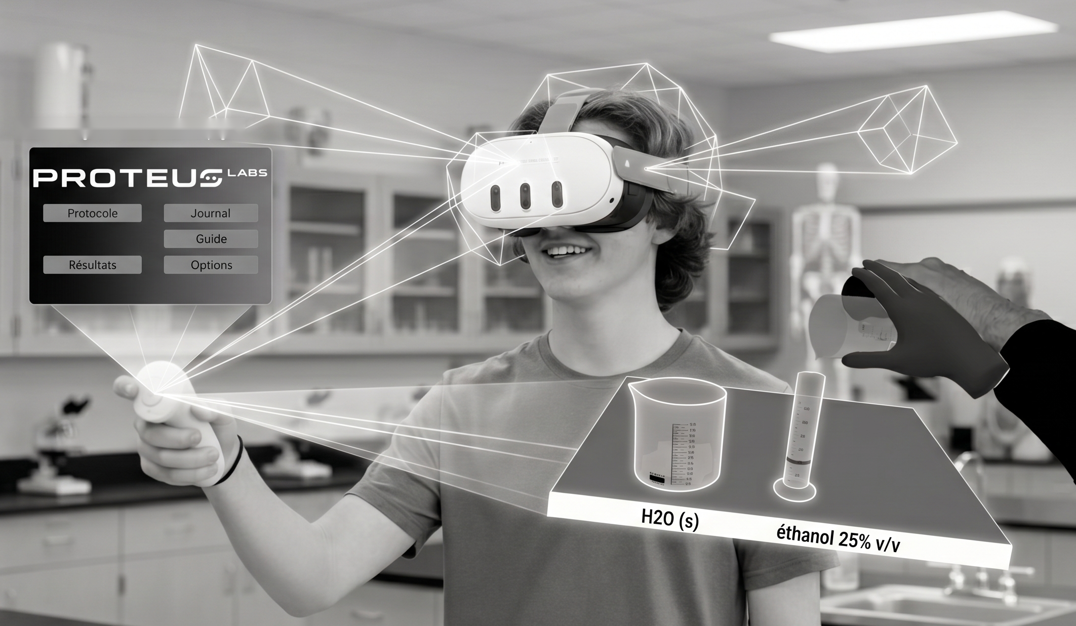 Student using Proteus Labs in a Meta Quest headset